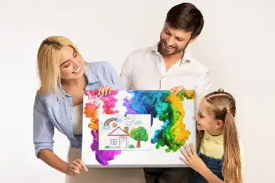 Tableau en liège décoratif motif arc-en-ciel