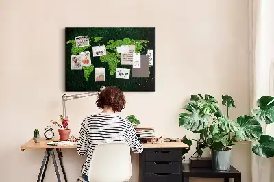 Tableau en liège décoratif carte du monde