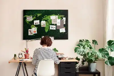 Tableau en liège décoratif carte du monde