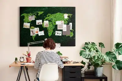 Tableau en liège décoratif carte du monde