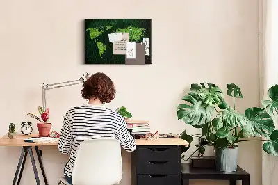 Tableau en liège décoratif carte du monde