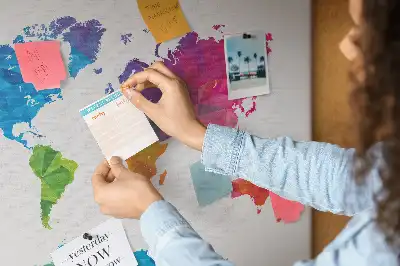 Tableau d'affichage en liège Carte du monde abstraite