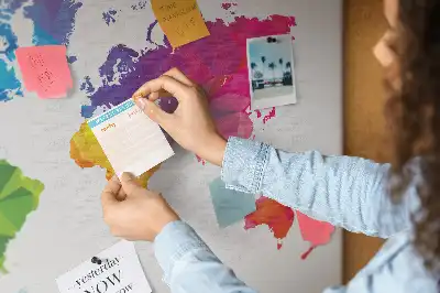 Tableau d'affichage en liège Carte du monde abstraite