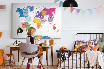 Tableau d'affichage en liège Carte du monde abstraite