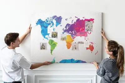 Tableau d'affichage en liège Carte du monde abstraite