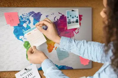 Tableau d'affichage en liège Carte du monde abstraite