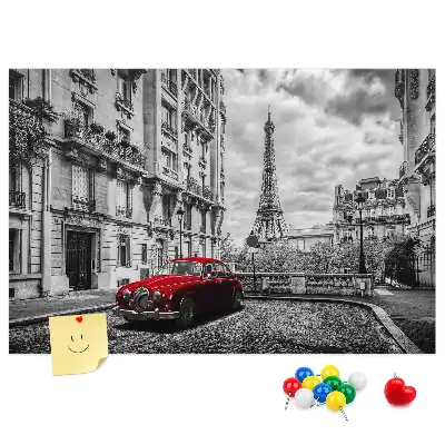 Tableau en liège décoratif motif vieille voiture en ville
