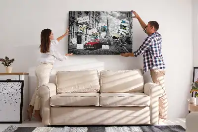 Tableau en liège déco Vieille voiture ville