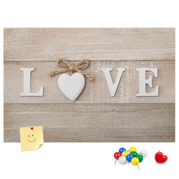 Tableau de liège décoratif Slogan amour pour intérieur