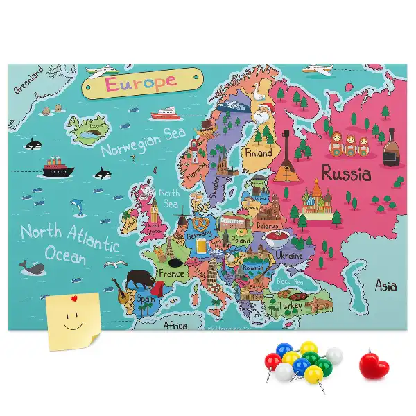 Tableau d'affichage en liège avec carte de l'Europe