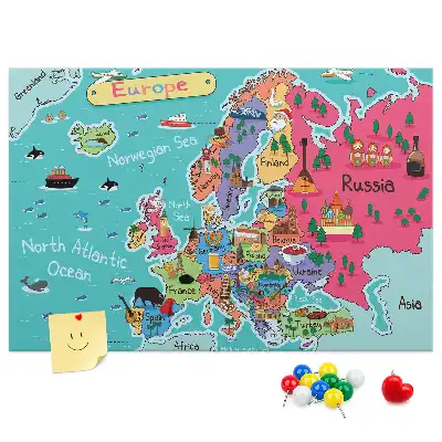 Tableau d'affichage en liège avec carte de l'Europe