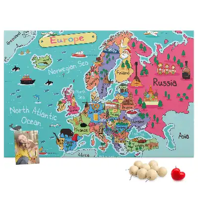 Tableau d'affichage en liège avec carte de l'Europe