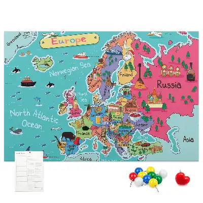 Tableau d'affichage en liège avec carte de l'Europe