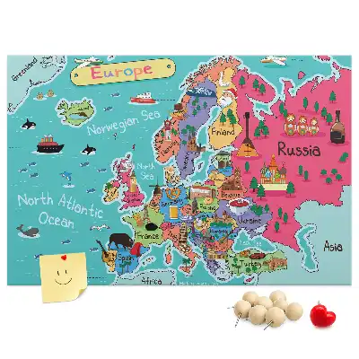 Tableau d'affichage en liège avec carte de l'Europe