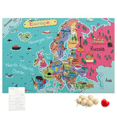 Tableau d'affichage en liège avec carte de l'Europe