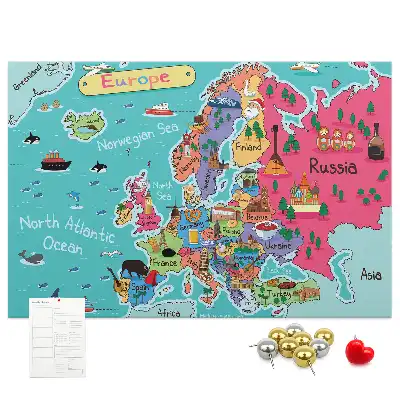Tableau d'affichage en liège avec carte de l'Europe