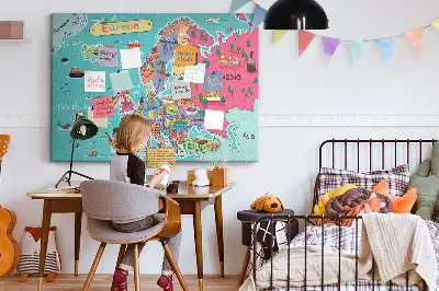 Tableau d'affichage en liège avec carte de l'Europe