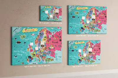Tableau d'affichage en liège avec carte de l'Europe