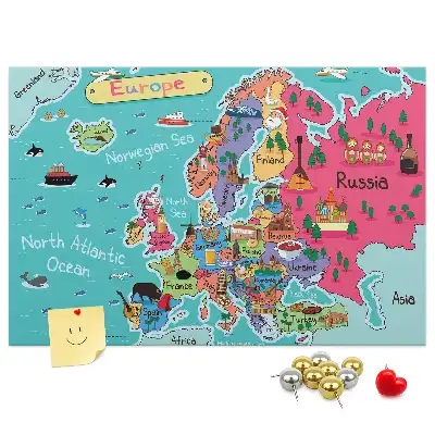 Tableau d'affichage en liège avec carte de l'Europe