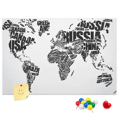 Tableau en liège décoratif Carte typographique des continents