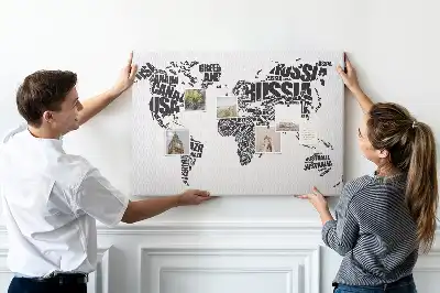 Tableau en liège décoratif Carte typographique des continents