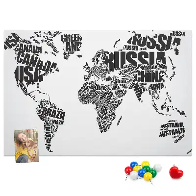 Tableau en liège décoratif Carte typographique des continents