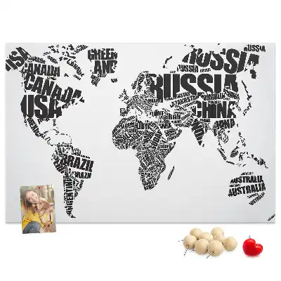 Tableau en liège décoratif Carte typographique des continents
