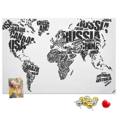 Tableau en liège décoratif Carte typographique des continents
