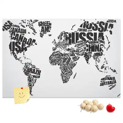 Tableau en liège décoratif Carte typographique des continents