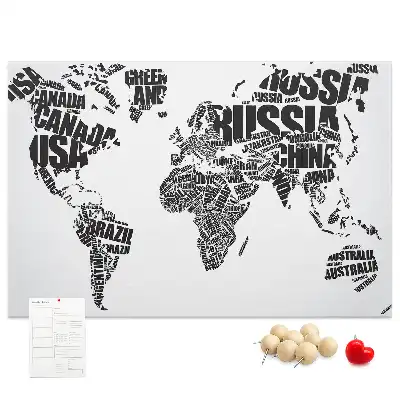Tableau en liège décoratif Carte typographique des continents