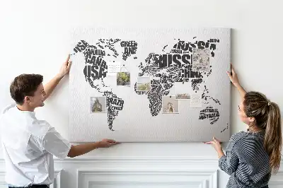 Tableau en liège décoratif Carte typographique des continents