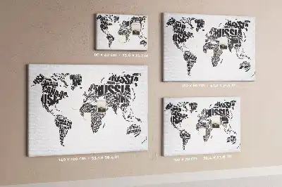 Tableau en liège décoratif Carte typographique des continents