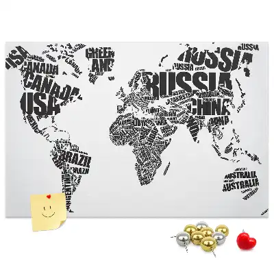 Tableau en liège décoratif Carte typographique des continents