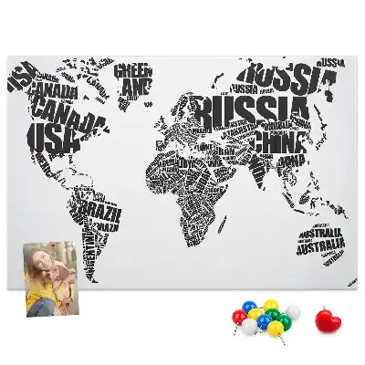 Tableau en liège décoratif Carte typographique des continents