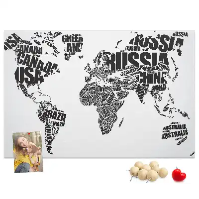 Tableau en liège décoratif Carte typographique des continents