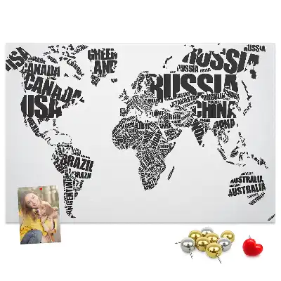 Tableau en liège décoratif Carte typographique des continents