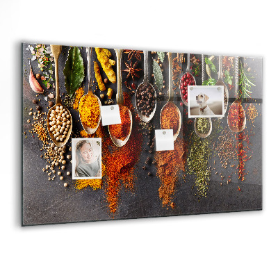 Tableau aimanté horizontal Épices sur cuillères