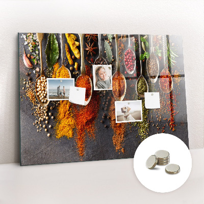 Tableau aimanté horizontal Épices sur cuillères
