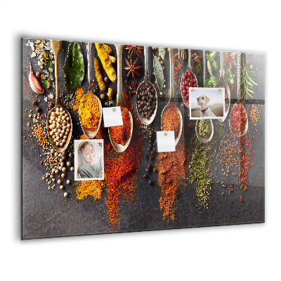 Tableau aimanté horizontal Épices sur cuillères