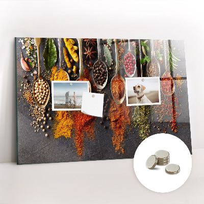 Tableau aimanté horizontal Épices sur cuillères