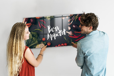 Tableau mural magnétique Inscription Bon appétit