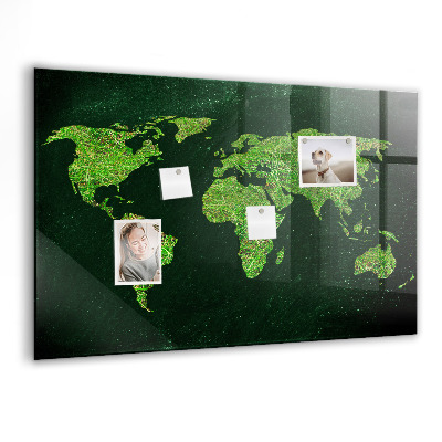 Tableau magnétique enfant Carte du monde herbeuse