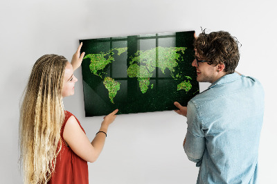 Tableau magnétique enfant Carte du monde herbeuse