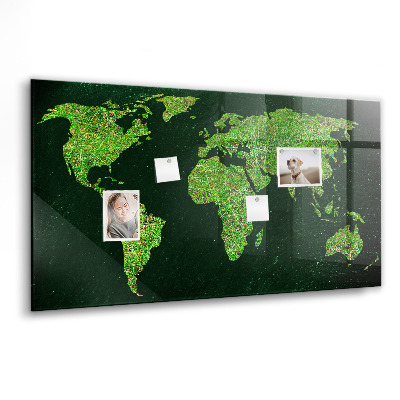 Tableau magnétique enfant Carte du monde herbeuse