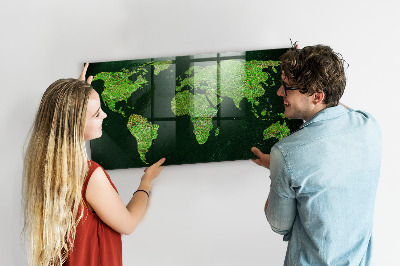 Tableau magnétique enfant Carte du monde herbeuse