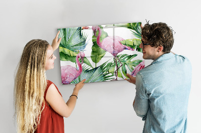 Tableau magnétique enfant Flamants roses de la nature