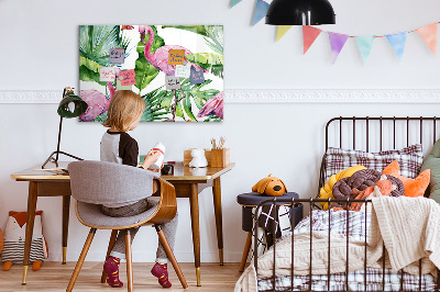 Tableau magnétique enfant Flamants roses de la nature