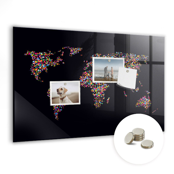 Tableau magnétique enfant Carte du monde faite de points