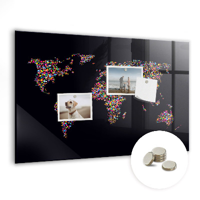 Tableau magnétique enfant Carte du monde faite de points