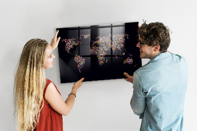 Tableau magnétique enfant Carte du monde faite de points
